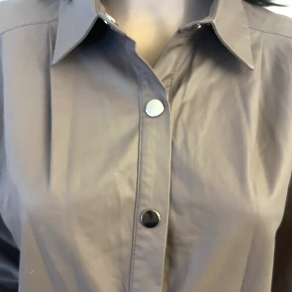 Zara Faux Leather Snap Front Jacket Blouse Top Lavender EUC Size Medium - Picture 3 of 5